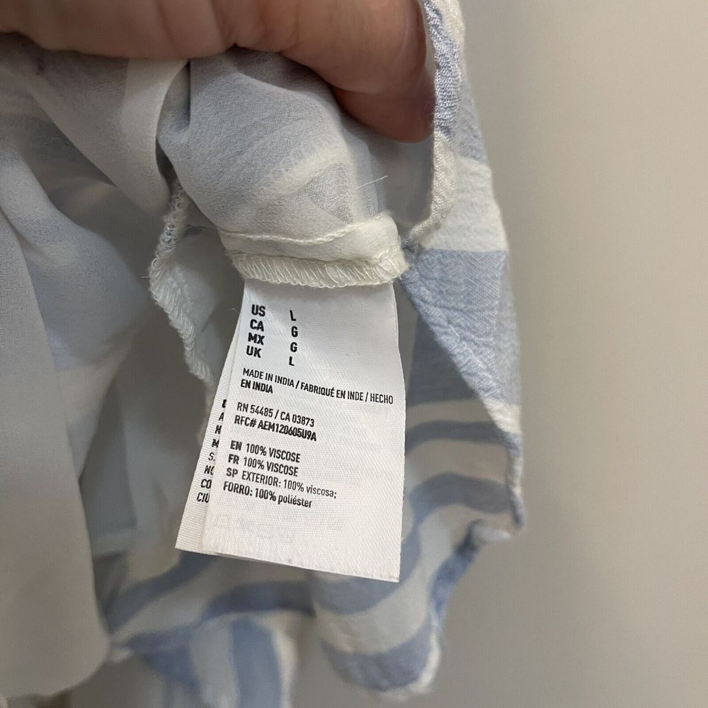 womens Large blue and white striped american eagle outfitters sleeveless romper - Picture 9 of 12